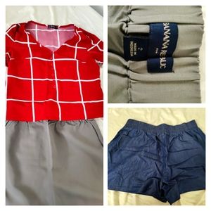 Bundle top crop- 2 shorts- size S- size 2
